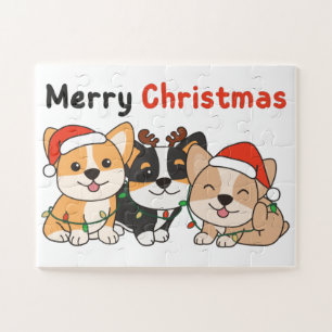 Puzzle Corgi Christmas Animaux mignons Chiens Joyeux Noël