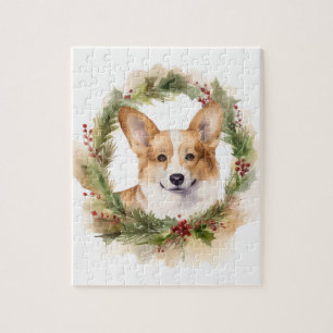 Puzzle Corgi Christmas Wreath Festive Pup