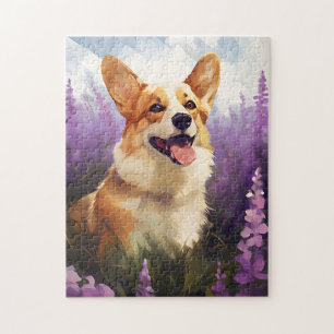 Puzzle Corgi dans le champ Lavender