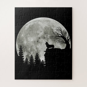 Puzzle Corgi debout Au Lune De Montagne Halloween