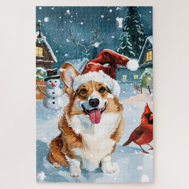 Puzzle Corgi Winter Wonderland Christmas Joy (Vertical)