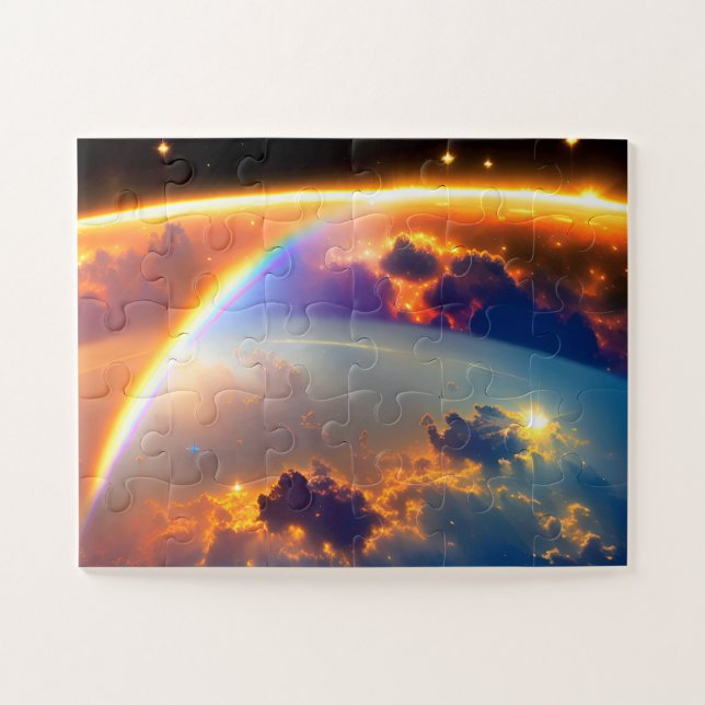 Puzzle Cosmic Pretty Rainbows Hovers Terre nuageuse Extra (Horizontal)