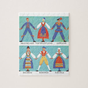 Puzzle Costumes régionaux suédois vintages