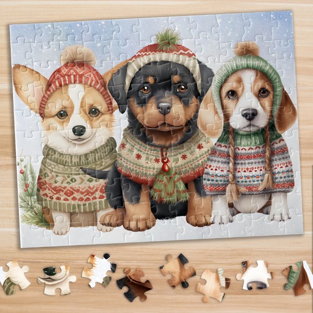 Puzzle Cosy Chien Chien Festin Chien mignon Chiens Noël (Créateur téléchargé)