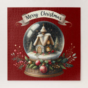 Puzzle Cosy Christmas Snow Globe Cottage Scène