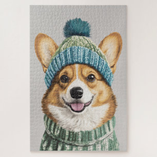 Puzzle Cosy Corgi en hiver