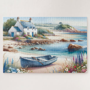 Puzzle Cottage côtier Rangée de bateau de mer Fleur