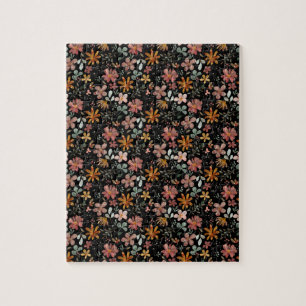 Puzzle Cottagecore fleur grattage noir
