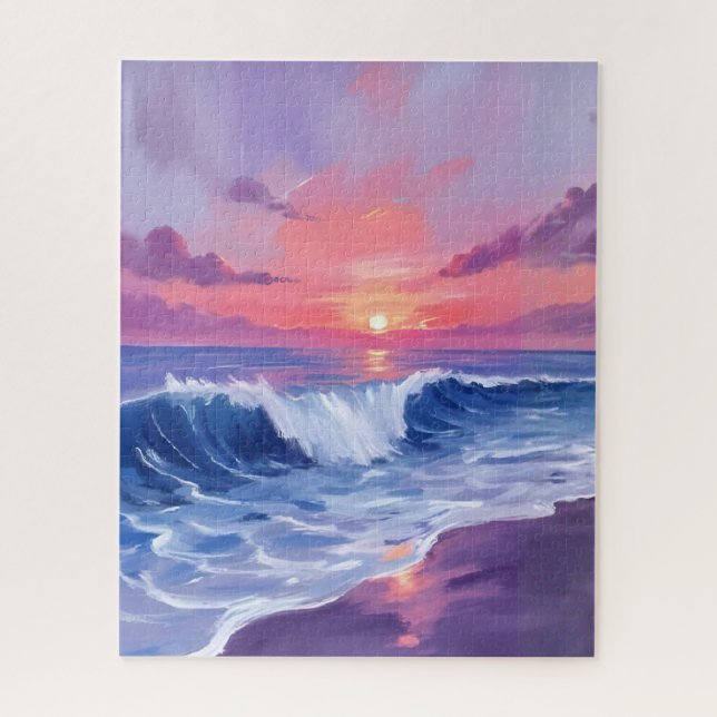 Puzzle Cotton Candy Cove | Pink Ocean Watercolor (Vertical)