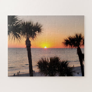 Puzzle Coucher de soleil de Floride encadré par des palmi