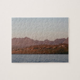Puzzle Coucher de soleil dramatique ciel rouge des collin