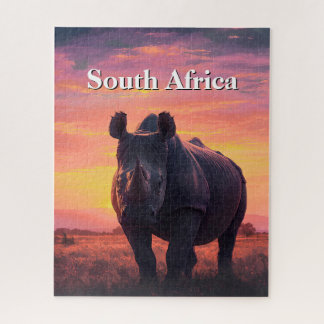 Puzzle Coucher de soleil rétro Rhinocéros d'Afrique du Su