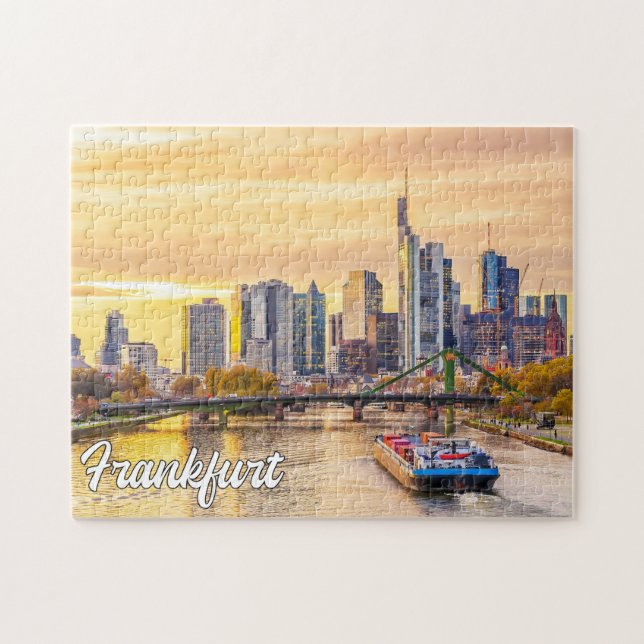 Puzzle Coucher de soleil sur Francfort, Allemagne (Horizontal)
