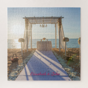 Puzzle Coucher de soleil sur la plage Arbres Fleurs