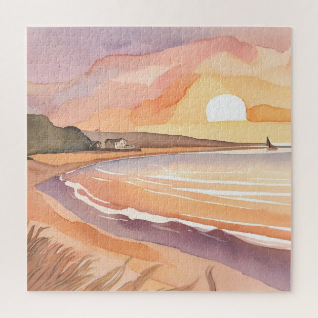 Puzzle Coucher de soleil sur la plage | Belle peinture à  (Vertical)