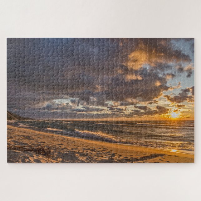 Puzzle Coucher de soleil sur la plage sur le lac Michigan (Horizontal)