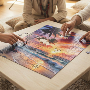 Puzzle Coucher de soleil sur la plage tropicale personnal
