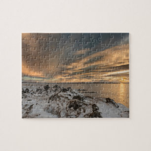 Puzzle Coucher de soleil sur le lac Myvatn, Islande