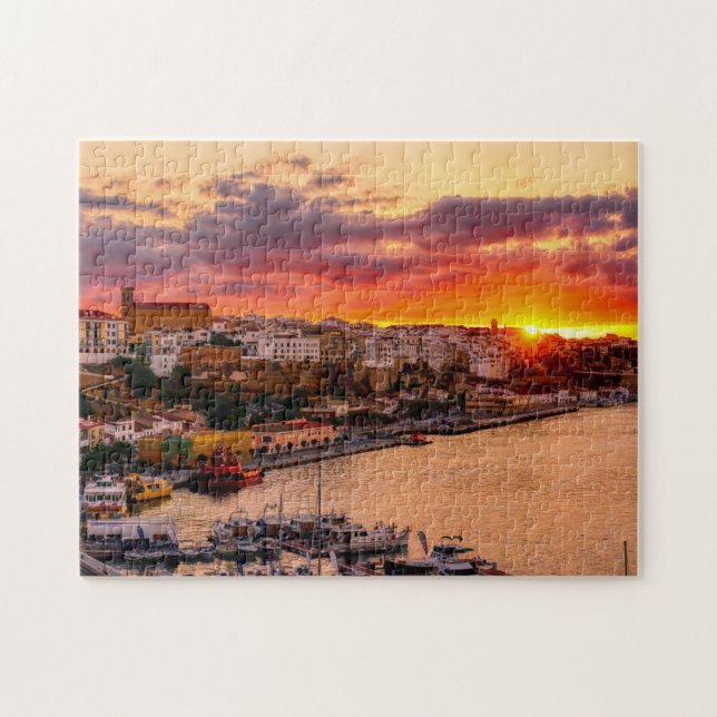 Puzzle Coucher de soleil sur le port de Mahon - Minorque, (Horizontal)