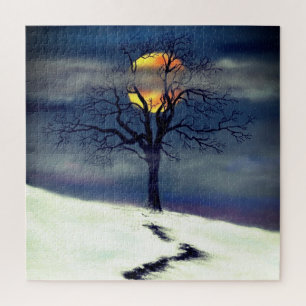 Puzzle Coucher de soleil sur un arbre d'hiver - Collectio