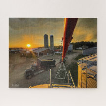 Coucher De Soleil Sur Une Ferme De L'Alberta