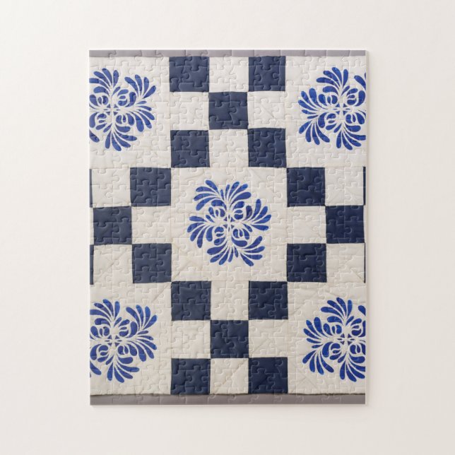 Puzzle Couette bleue et blanche (Vertical)