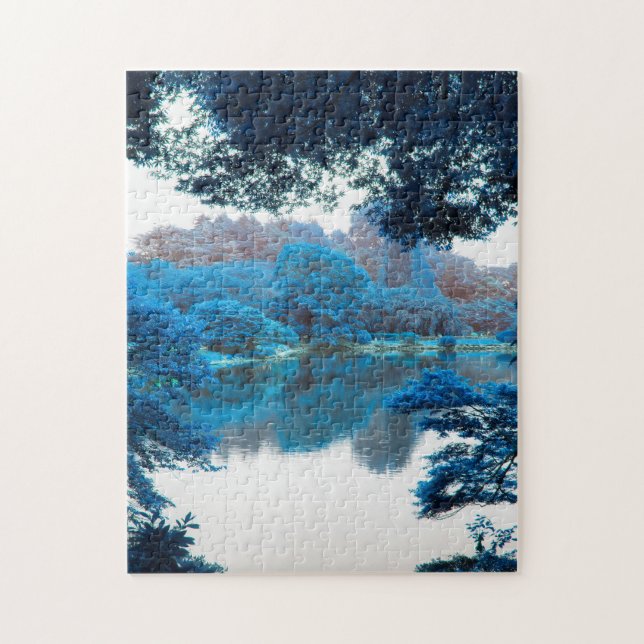 Puzzle Couleur bleue affectée cool, nature unique, lac (Vertical)