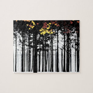 Puzzle Couleurs d'automne sur les Silhouettes noires