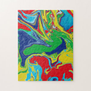 Puzzle Couleurs modernes rouges jaunes bleues fluides Abs