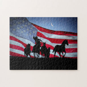 Puzzle Country Western Cowboy Wild Horses American