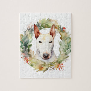 Puzzle Coupe de fête de la couronne de Noël Bull Terrier