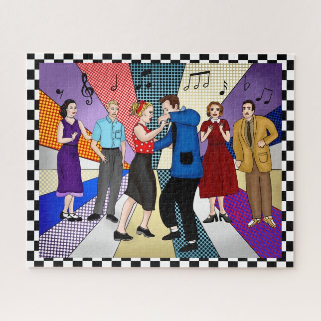 Puzzle Couple Dancing | Retro Nostalgic années 1950 (Horizontal)