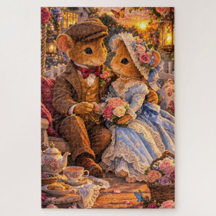 Puzzle Couple de souris victoriennes sur une balançoire d