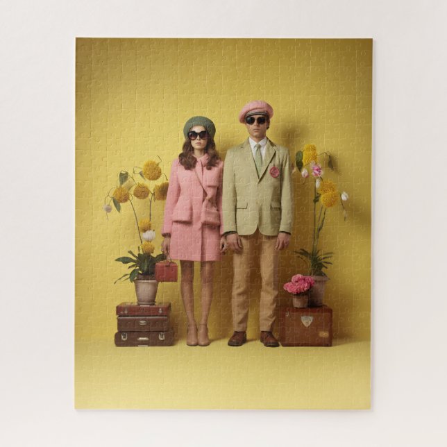 Puzzle Couple rétro en jaune (Vertical)