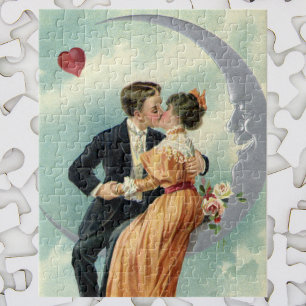 Puzzle Couple victorien vintage s'embrassant sur un crois