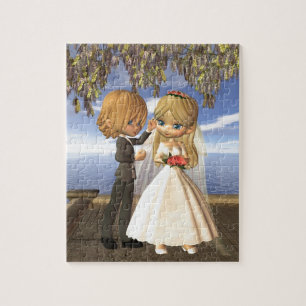 Puzzle Couples mignons de mariage de Toon sur un balcon