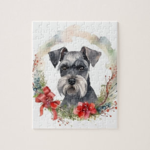 Puzzle Couronne de Noël festive de Schnauzer