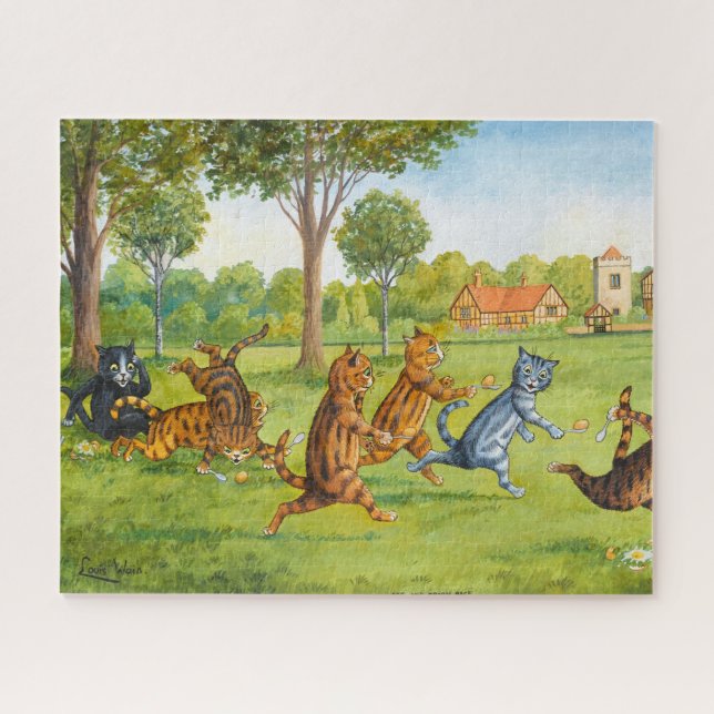 Puzzle Course aux oeufs et cuillères par Louis Wain (Horizontal)