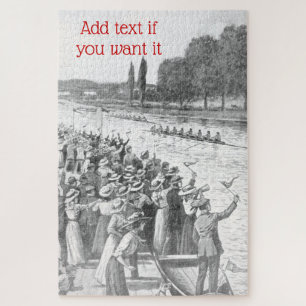 Puzzle Course Vintage de rameurs avec de nombreux spectat