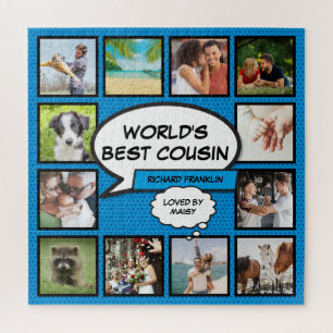 Puzzle Cousin 12 Photo Collage Comique Livre amusant Bleu