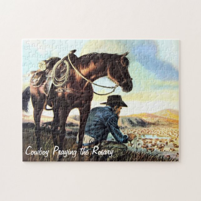 Puzzle Cowboy priant le chapelet (Horizontal)