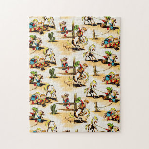 Puzzle Cowboy vintage Country Kids Pony Cactus