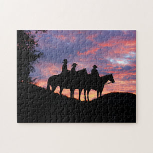 Puzzle Cowboys Horses and Sunset