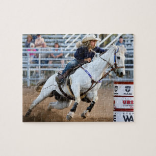 Puzzle Cowgirl Rodeo Horse Baril Sports occidentaux