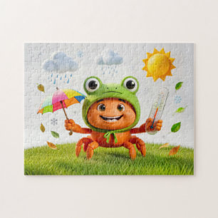Puzzle Crabe Météo Mesurant le Climat Avec un Parapluie A