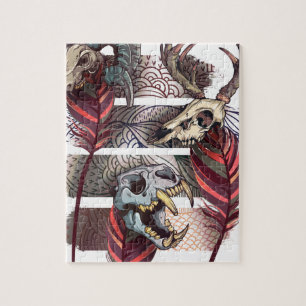 Puzzle Crâne animal de squelette de malédiction d'horre