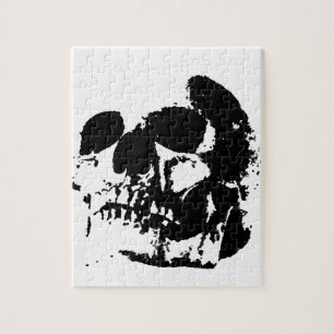 Puzzle Crâne d'art pop noir et blanc