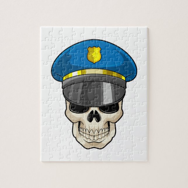 Puzzle Crâne en tant qu'officier de police avec casquette (Vertical)