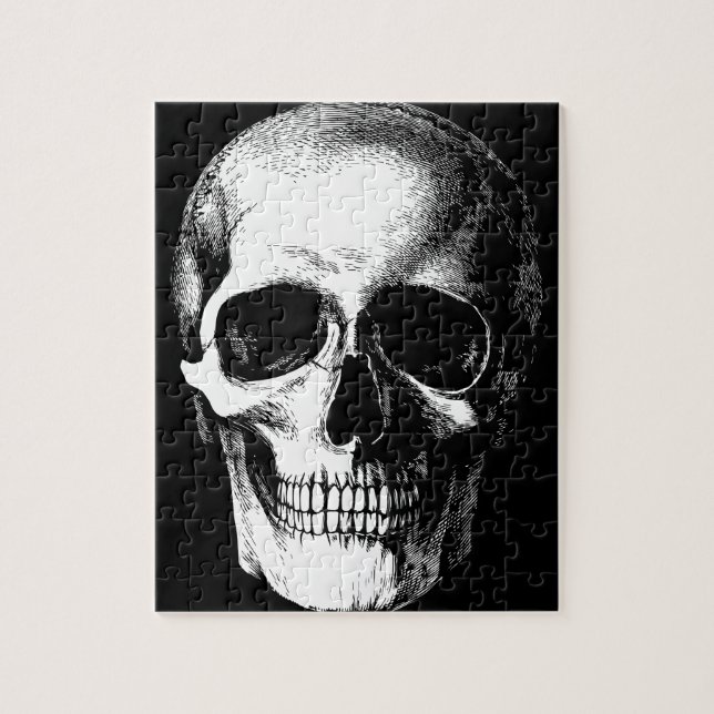 Puzzle Crâne gothique Noir Halloween Éffrayant (Vertical)