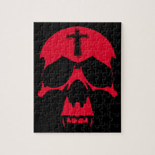 Puzzle Crâne rouge démon conception graphique gothique